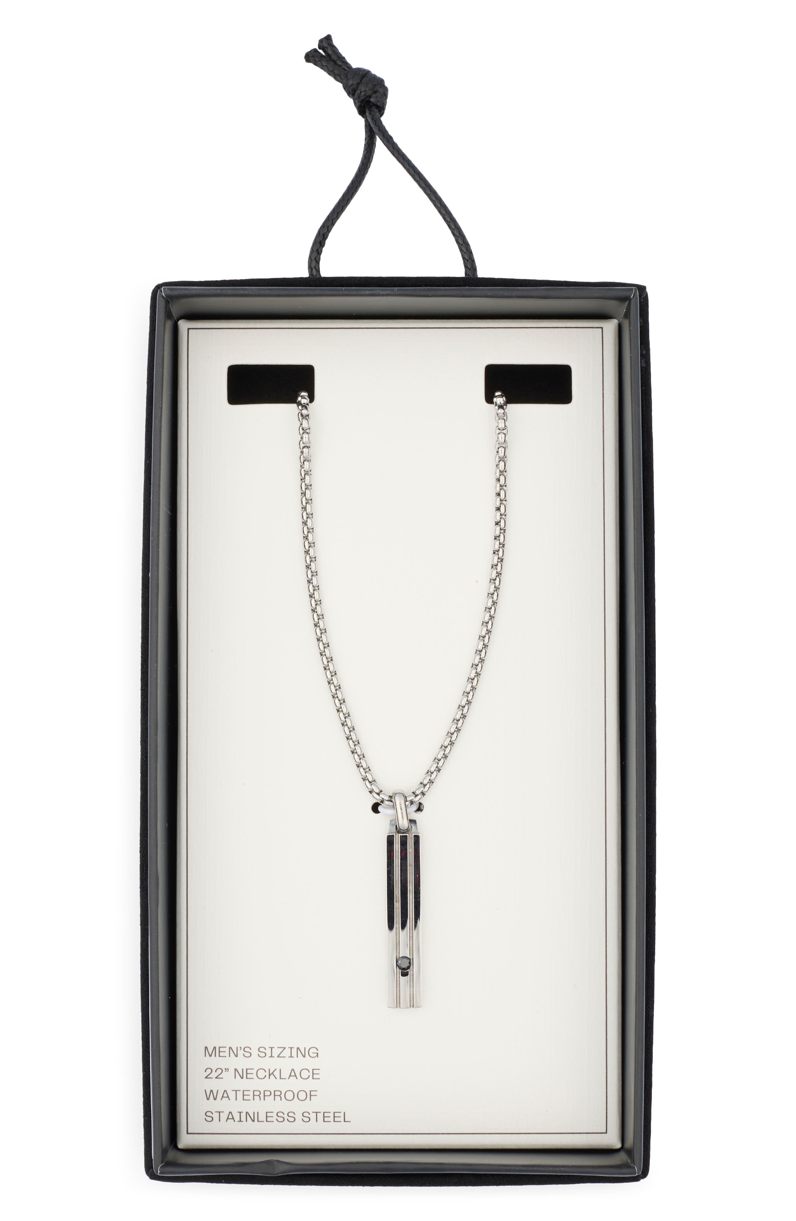 NORDSTROM RACK Men's Stainless Steel Bar Pendant Necklace