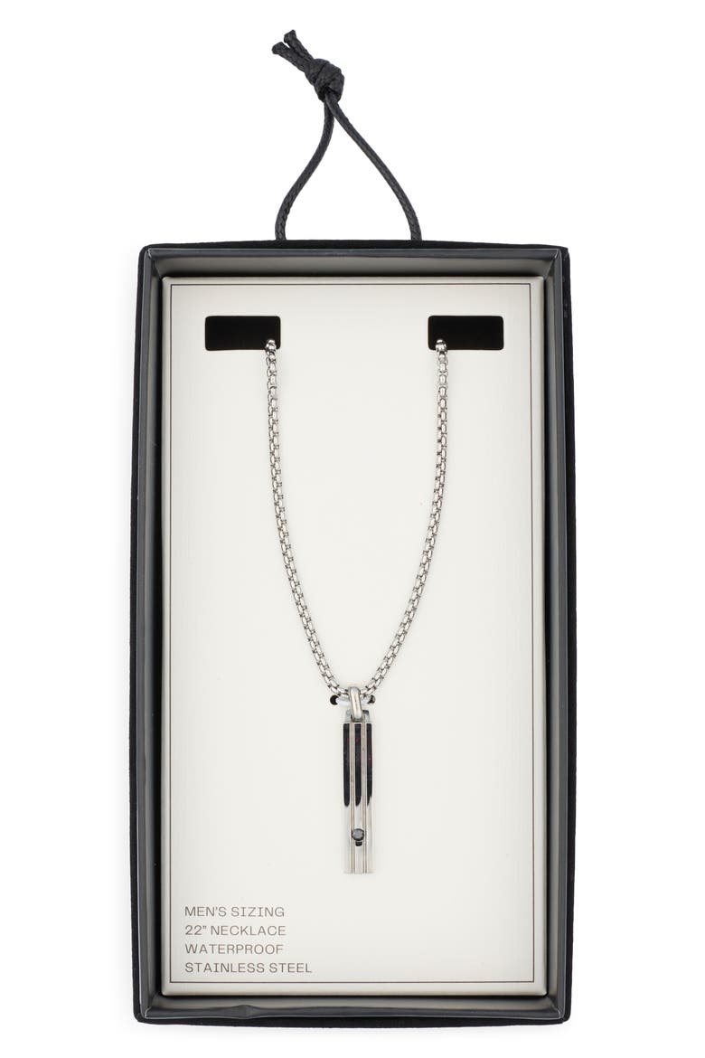 Men's Stainless Steel Bar Pendant Necklace, Main, color, BLACK- STAINLESS