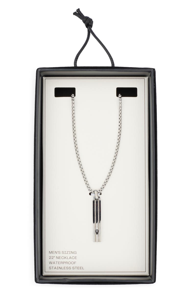 NORDSTROM RACK Men's Stainless Steel Bar Pendant Necklace, Main, color, Black- Stainless