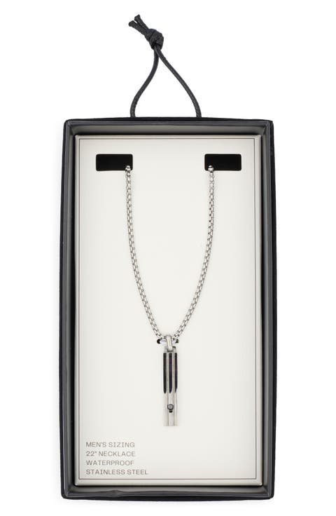 Men's Stainless Steel Bar Pendant Necklace