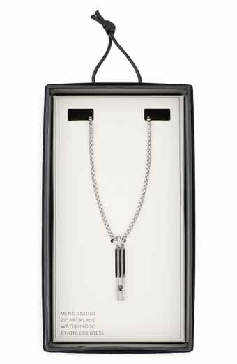NORDSTROM RACK Men's Stainless Steel Bar Pendant Necklace