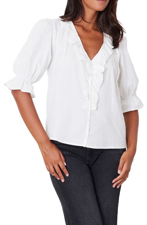 Chloe Swiss Dot Ruffle Shirt