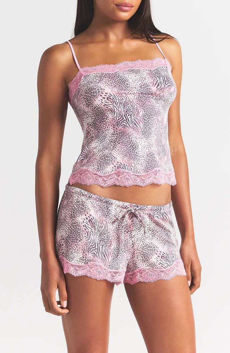 SKIMS Lace Trim Pajamas, Alternate, color, Bloom Mini Multi Animal