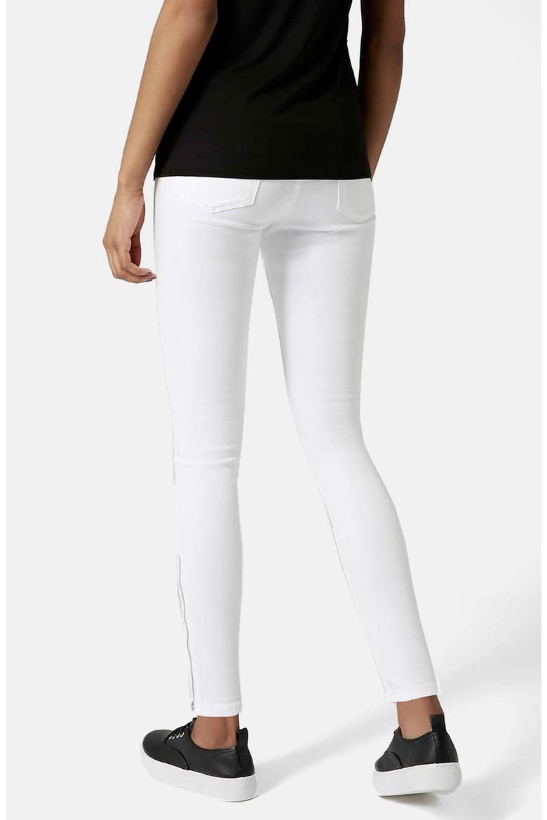 Moto 'Jamie' Ankle Zip Jeans, Alternate, color, WHITE