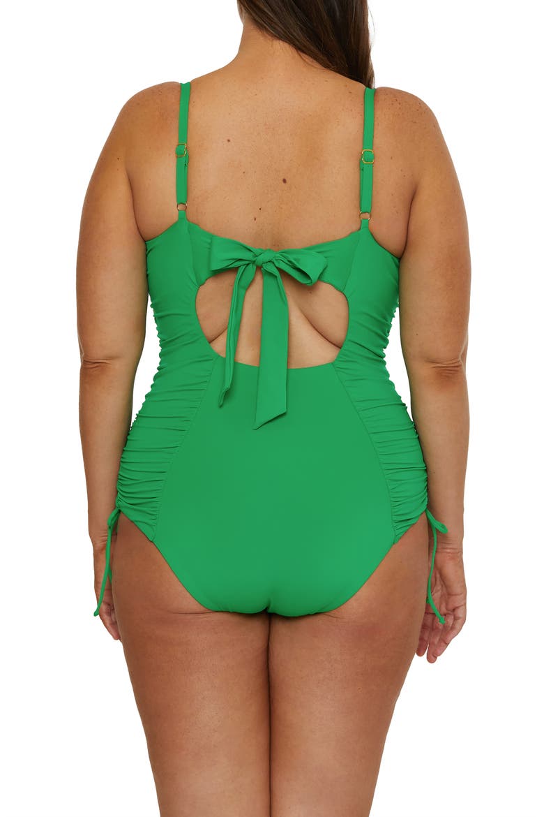 Colorcode Shirred One-Piece Swimsuit, Alternate, color, EMERALD