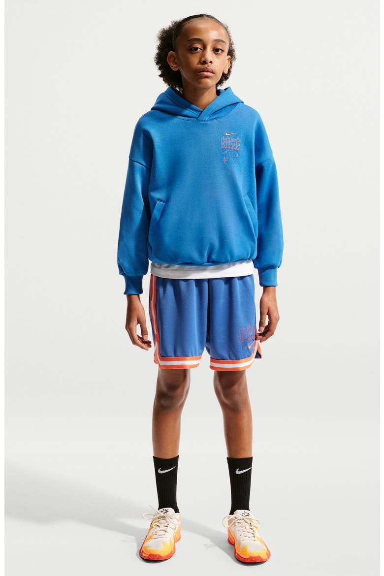 Kids' Basketball Oversize Hoodie, Main, color, STAR BLUE/ TURF ORANGE