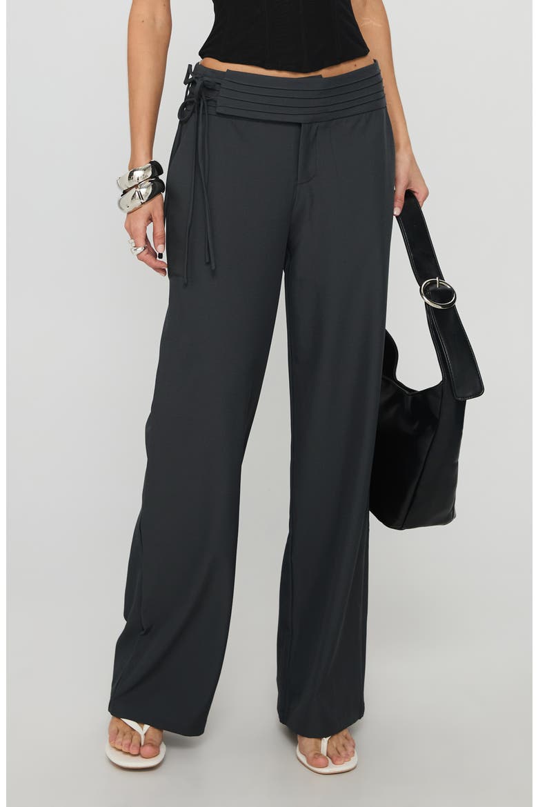 Good Riddance Side Tie Wide Leg Pants, Main, color, CHARCOAL