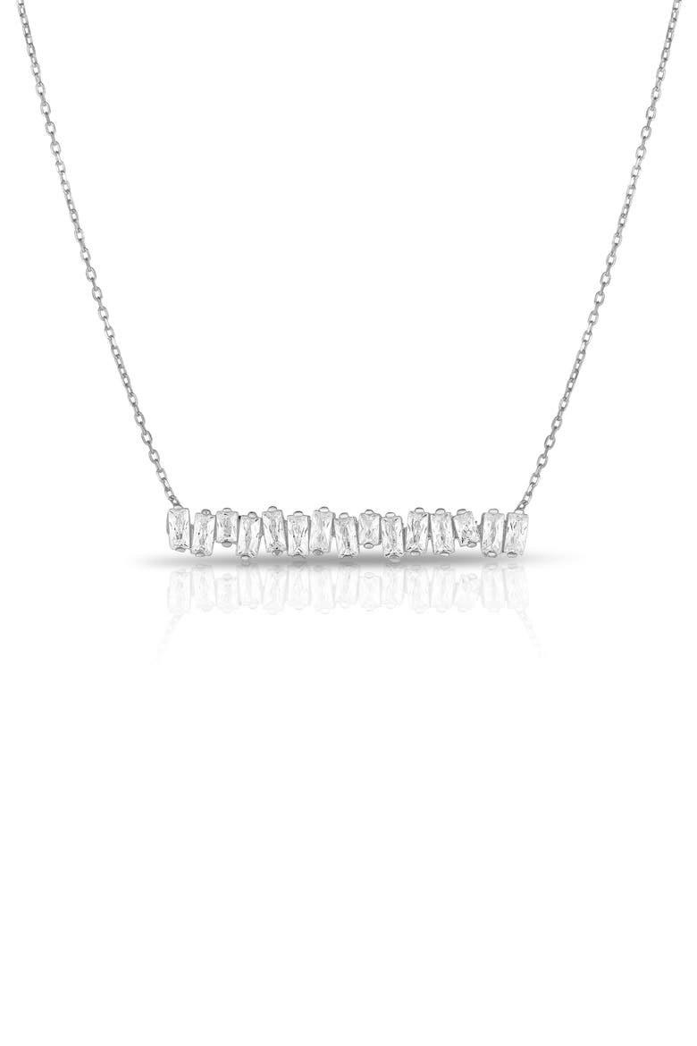CZ Bar Necklace, Main, color, SILVER