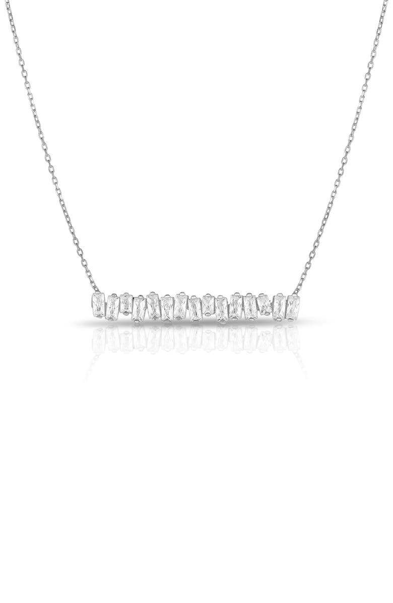 GLAZE JEWELRY CZ Bar Necklace, Main, color, Silver