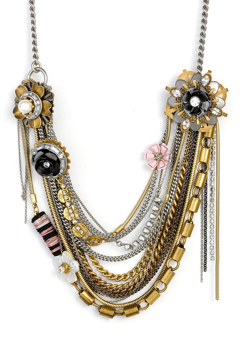 'Gilded Flowers Drama' Necklace, Main, color, MULTI