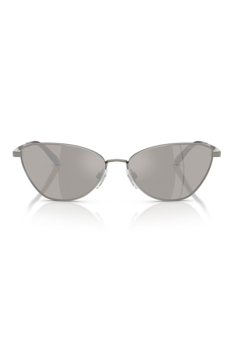 60mm Rectangular Sunglasses, Main, color, SHINY GUNMETAL / GRAY SILVER