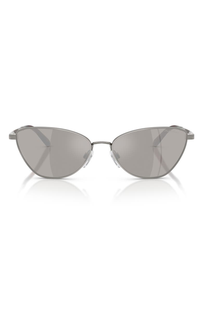 Ralph Lauren 60mm Rectangular Sunglasses, Main, color, Shiny Gunmetal / Gray Silver