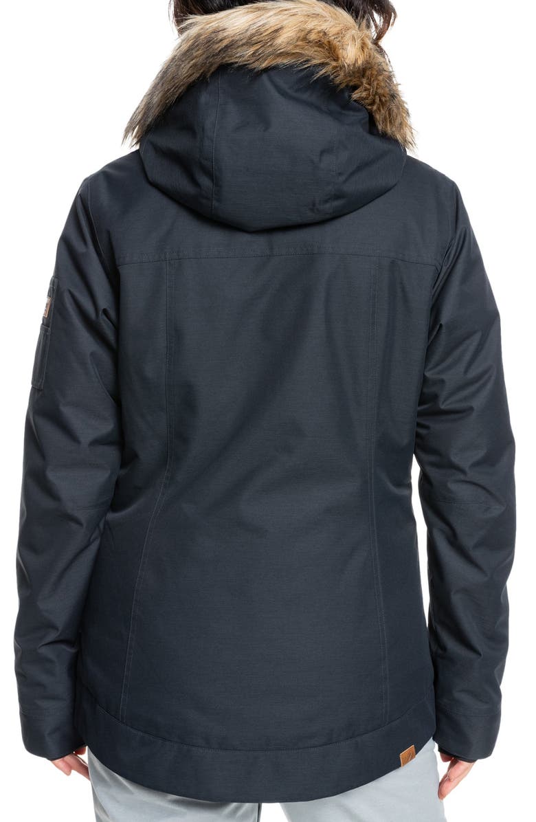 Roxy Meade Hooded Snow Jacket with Faux Fur Trim, Alternate, color, 