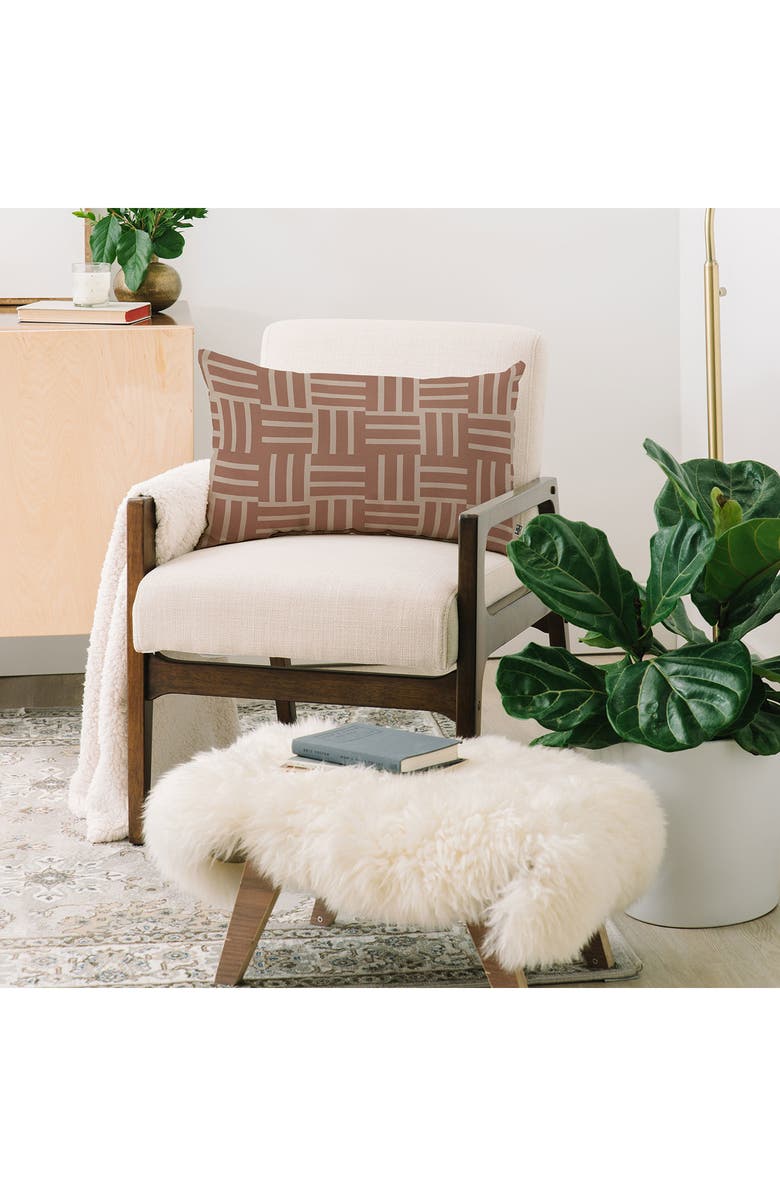 Deny Designs Earthy Mocha Tile Print Oblong Throw Pillow, Alternate, color, Beige