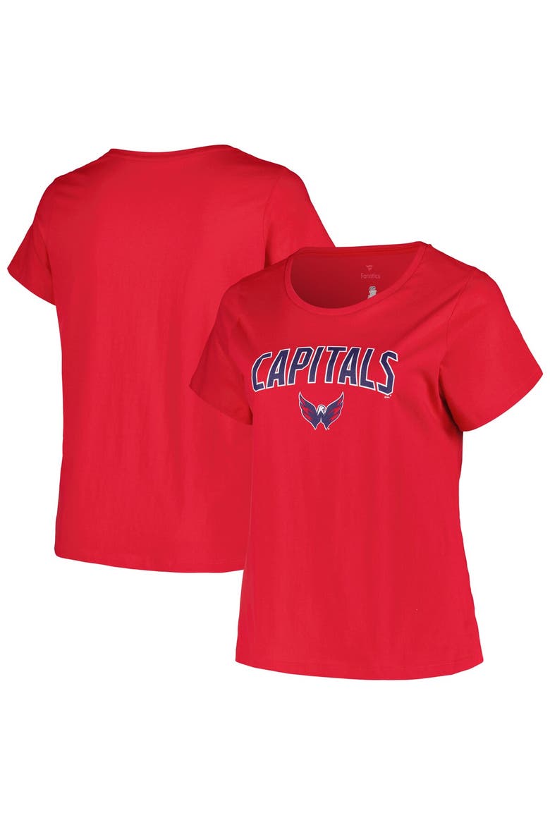 Women's Profile Red Washington Capitals Plus Size Arch Over Logo T-Shirt, Main, color, Red