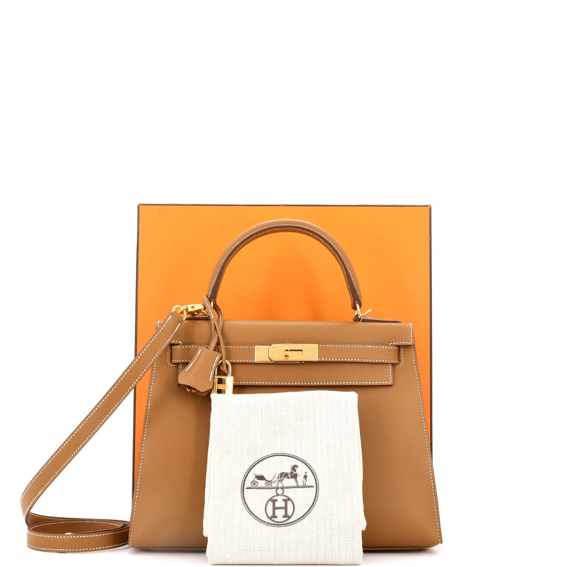 Pre-Owned Hermes Kelly Handbag Brown Epsom with Gold Hardware 28, Alternate, color, 