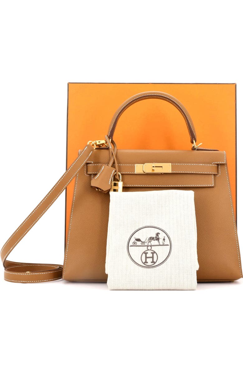 Pre-Owned Hermes Kelly Handbag Brown Epsom with Gold Hardware 28, Alternate, color,