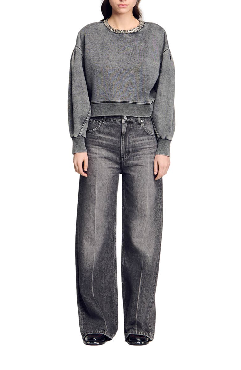 SANDRO Jewellery neck sweatshirt, Alternate, color, 