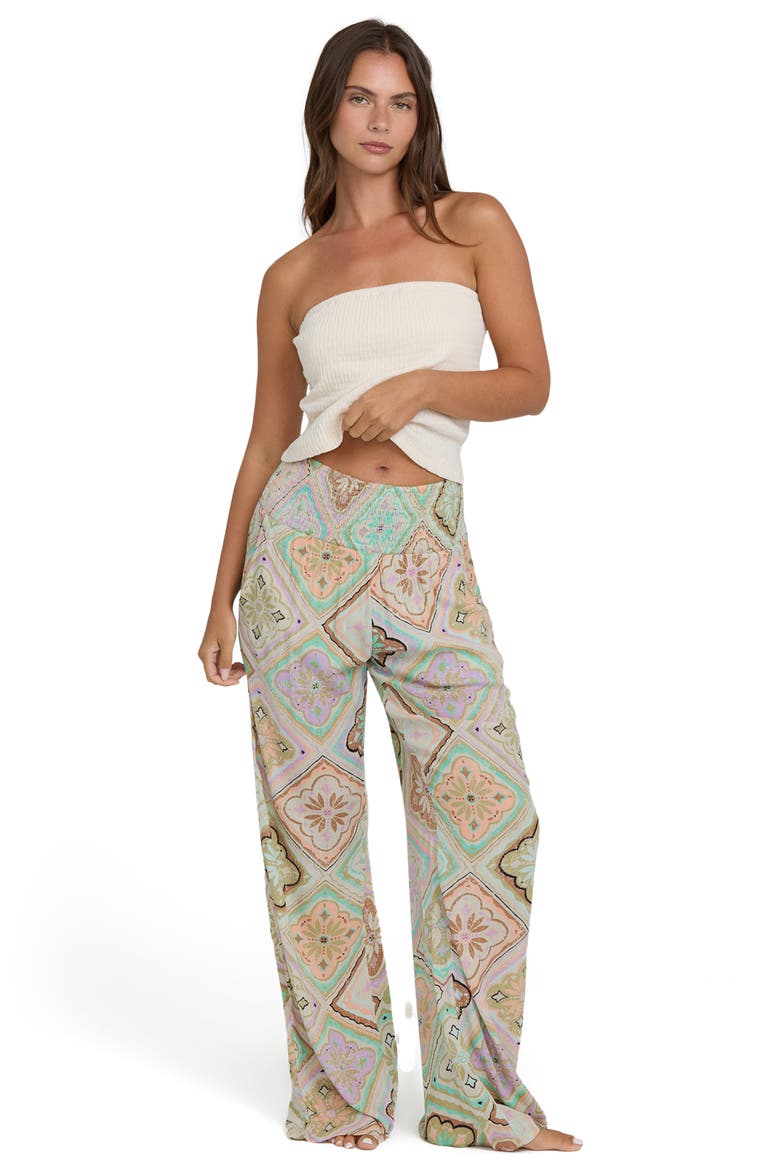New Waves Smock Waist Cotton Gauze Pants, Alternate, color, CACTUS
