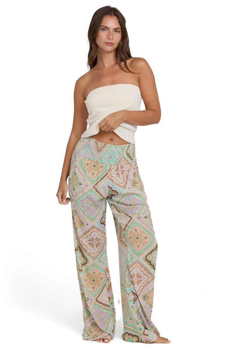 Billabong New Waves Smock Waist Cotton Gauze Pants, Alternate, color, 