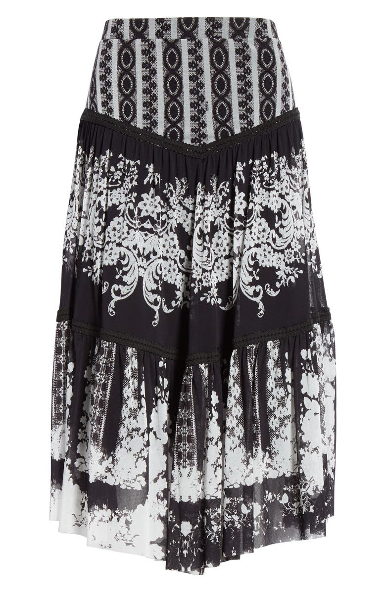 Fuzzi Lace Print Tiered Skirt, Alternate, color, 