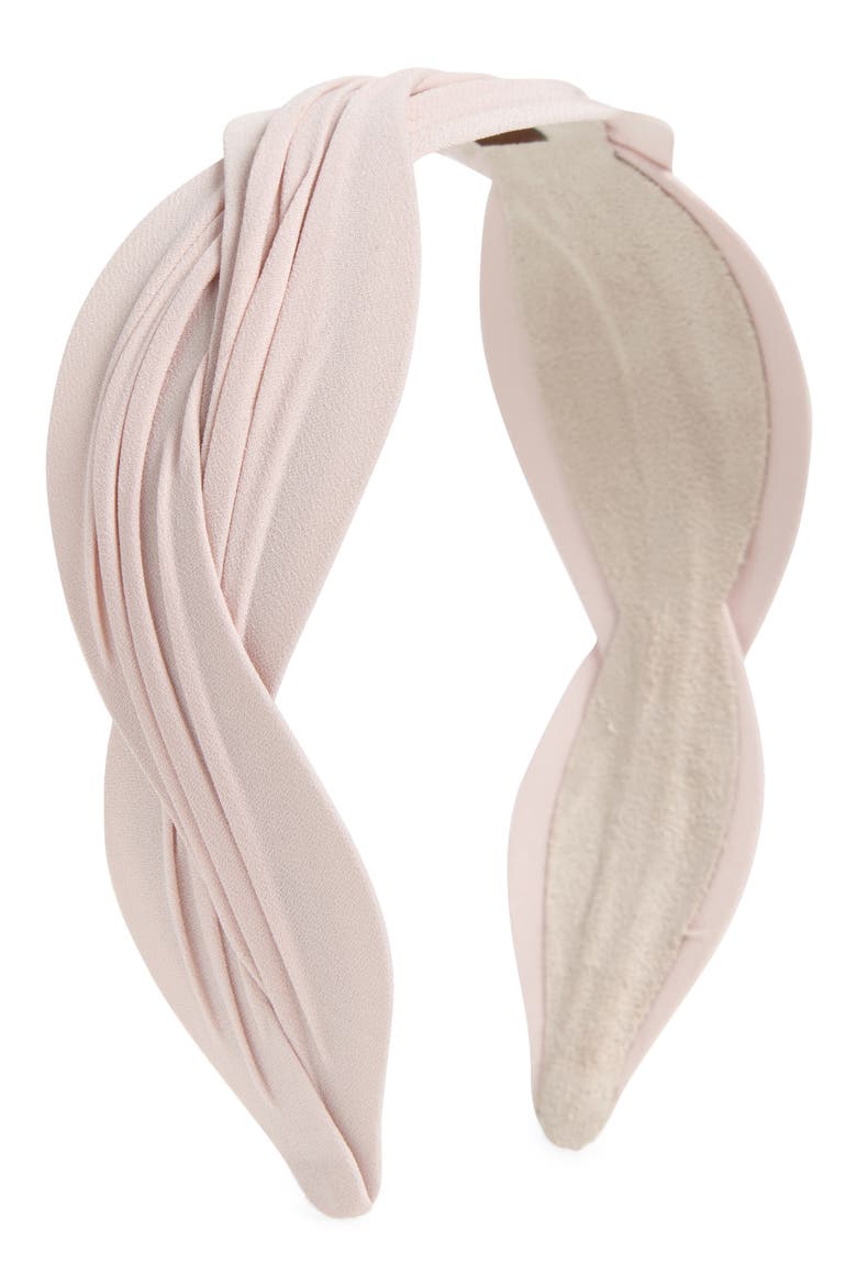 Braided Pleated Headband, Main, color, SOFT PRINK