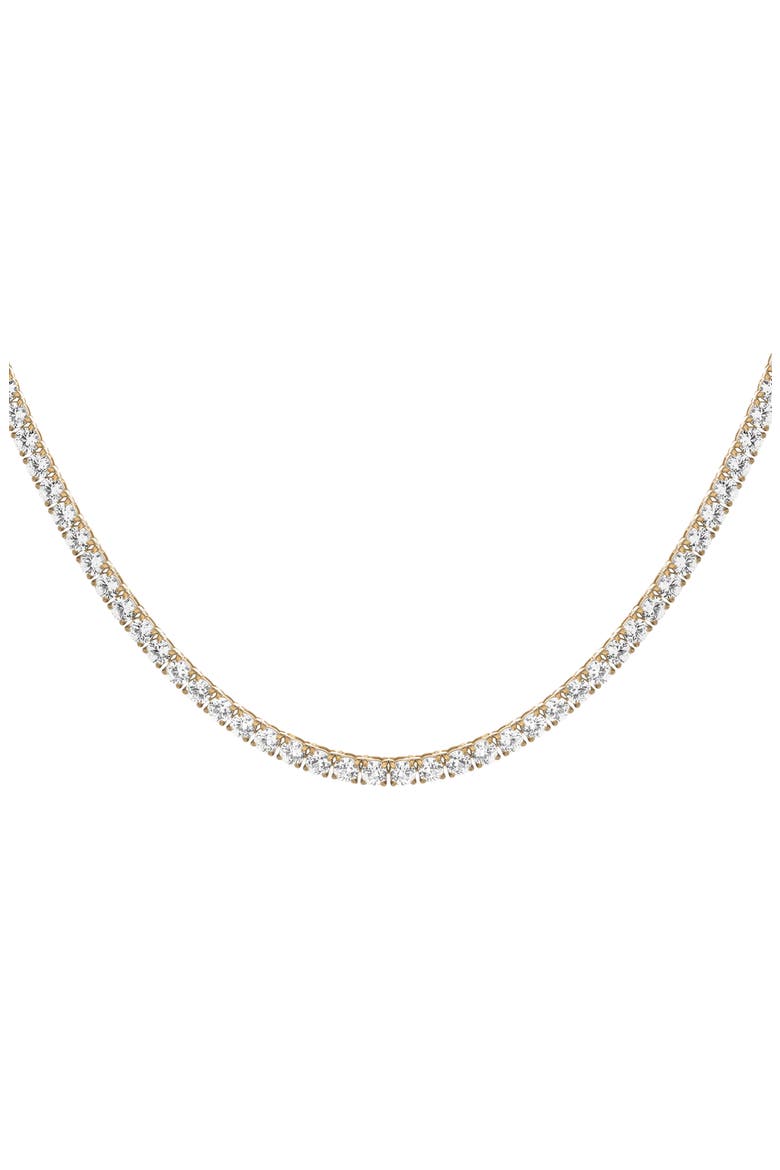 Unbreakable Lab Grown Sapphire Tennis Necklace, Main, color, Gold Plated Stainless Steel