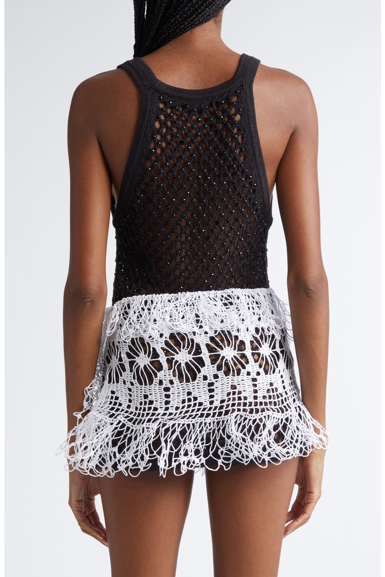 Trinity Marina Crystal Embellished Open Knit Sweater Tank, Alternate, color, BLACK