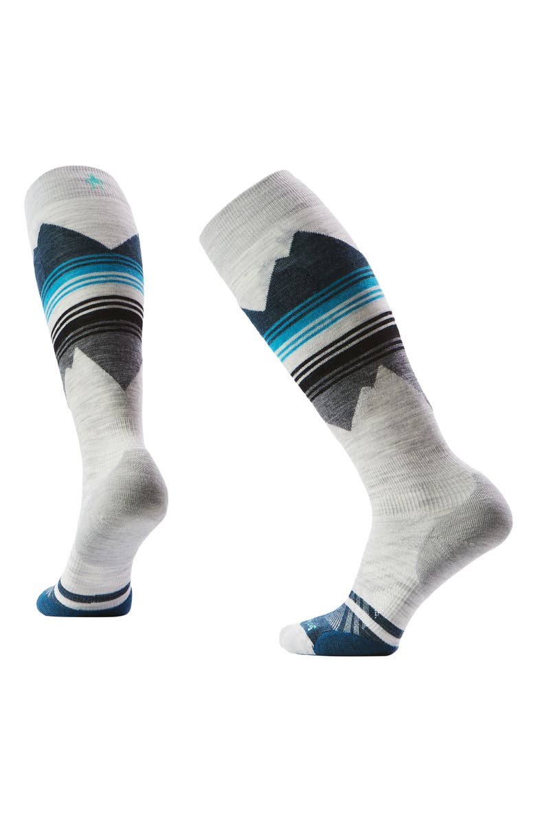 Smartwool Ski Pattern Targeted Cushion Wool Blend Over the Calf Socks, Main, color, Ash