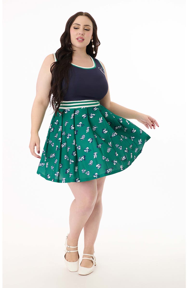 Unique Vintage Plus Size Pleated Tennis Dress, Main, color, Navy & Green