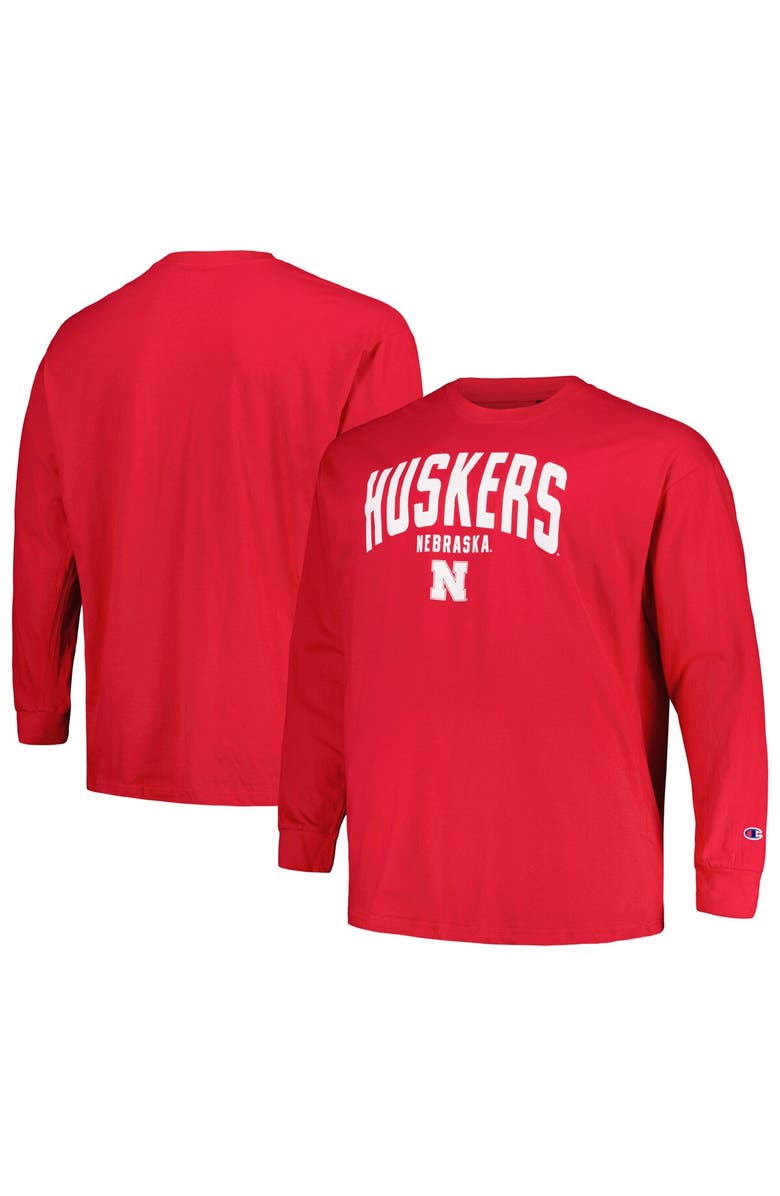 Champion Men's Champion Scarlet Nebraska Huskers Big & Tall Arch Long Sleeve T-Shirt, Alternate, color, 
