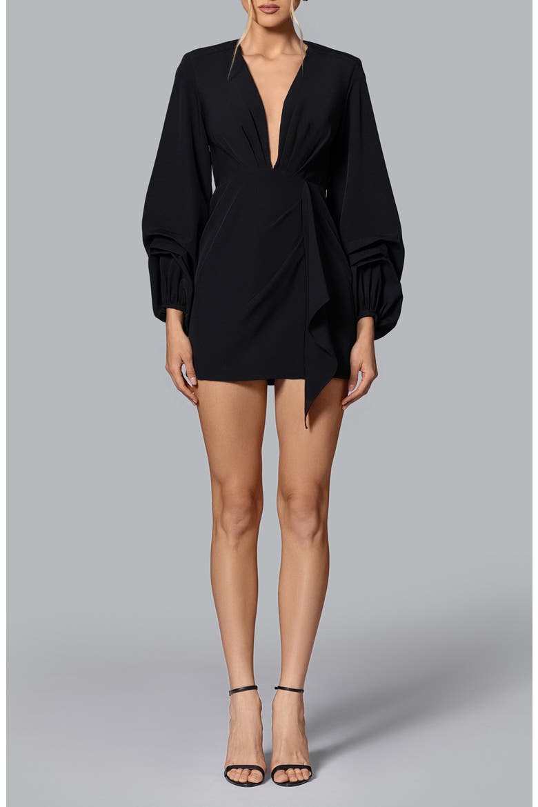 Maria Long Sleeve Crepe Cocktail Dress, Main, color, BLACK