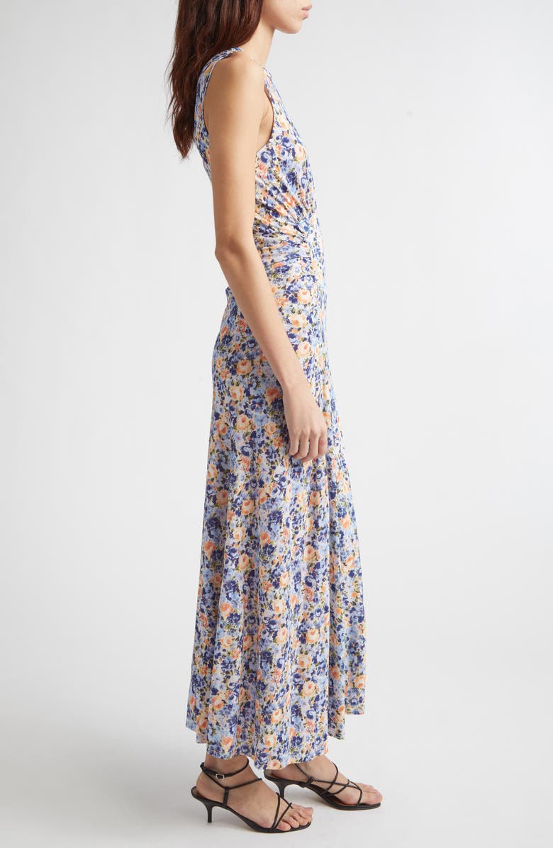 Ulla Johnson Lana Floral Print Ruched Sleeveless Maxi Dress, Alternate, color, Orchid