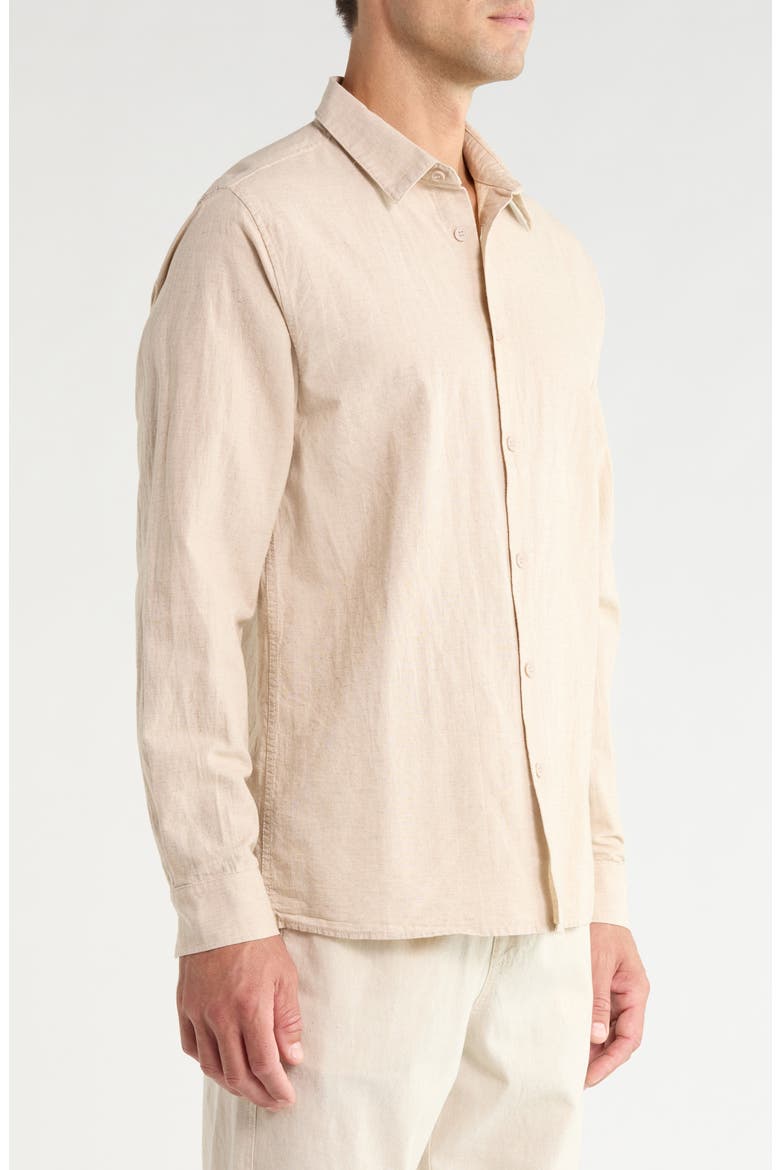 Classic Linen & Cotton Button-Up Shirt, Alternate, color, SAND
