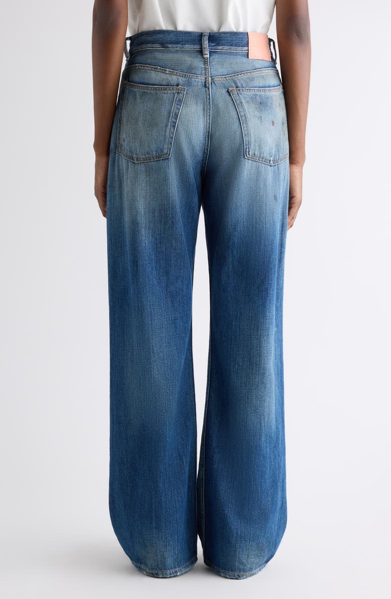 Acne Studios 2021 Regular Fit Distressed Wide Leg Jeans, Alternate, color, Mid Blue