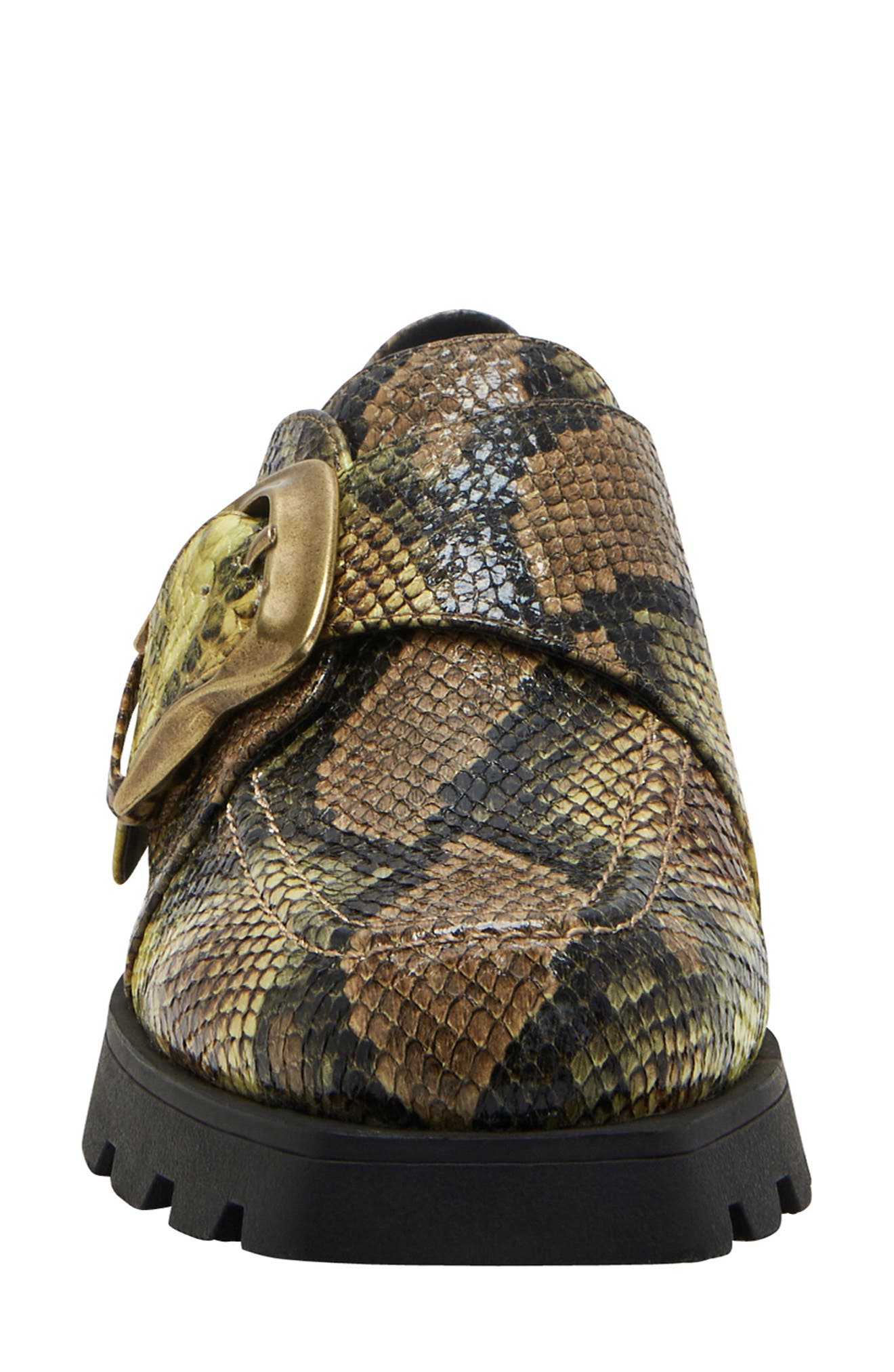 Daarling Snakeskin Embossed Buckle Loafer, Alternate, color, SEA KELP MULTI
