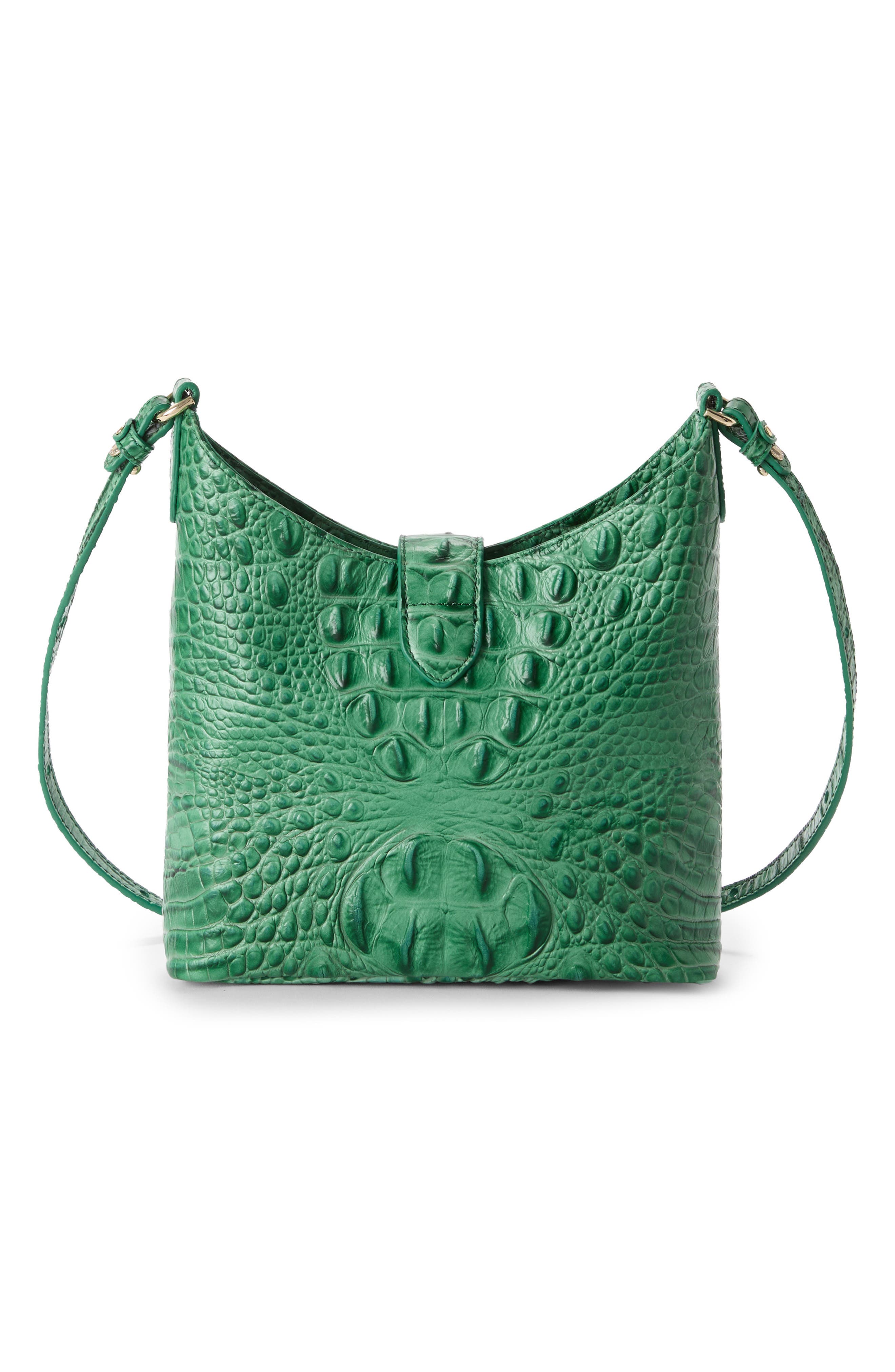 Brahmin Small Gwynne Croc Embossed Leather Crossbody Bag, Alternate, color, Palm