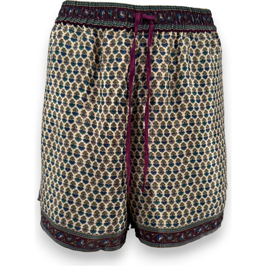 Monzlapur Embossed Botanic Crepe Shorts In Gray