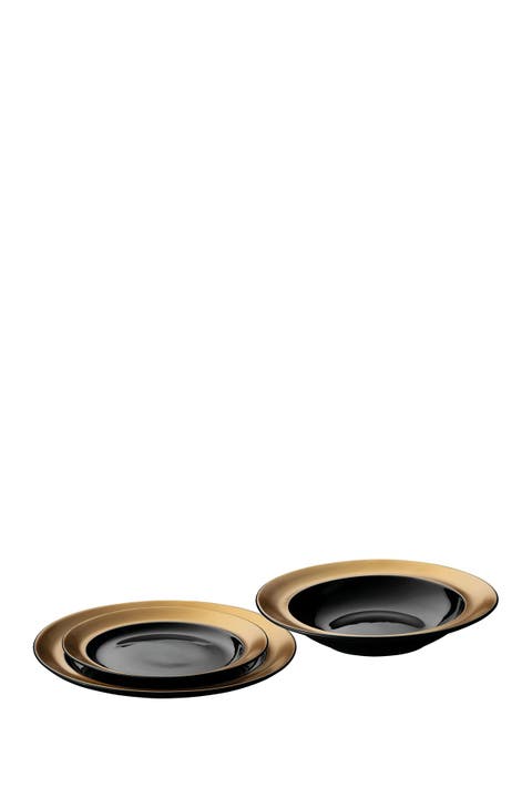 Gem 3-Piece Plate Set - Black