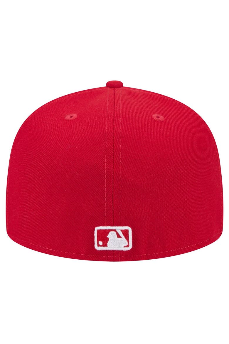 Men's New Era Red Miami Marlins White Logo 59FIFTY Fitted Hat, Alternate, color, Red
