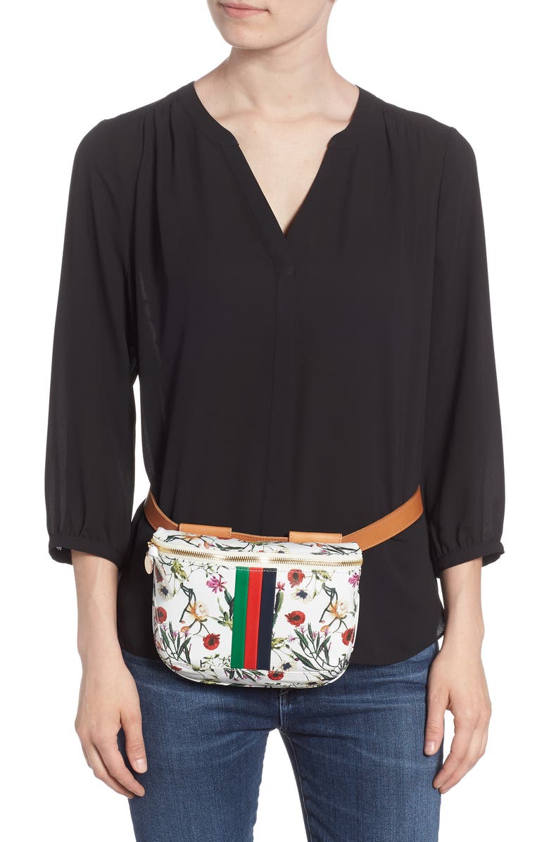 Clare V. Floral Leather Supreme Fanny Pack, Alternate, color,