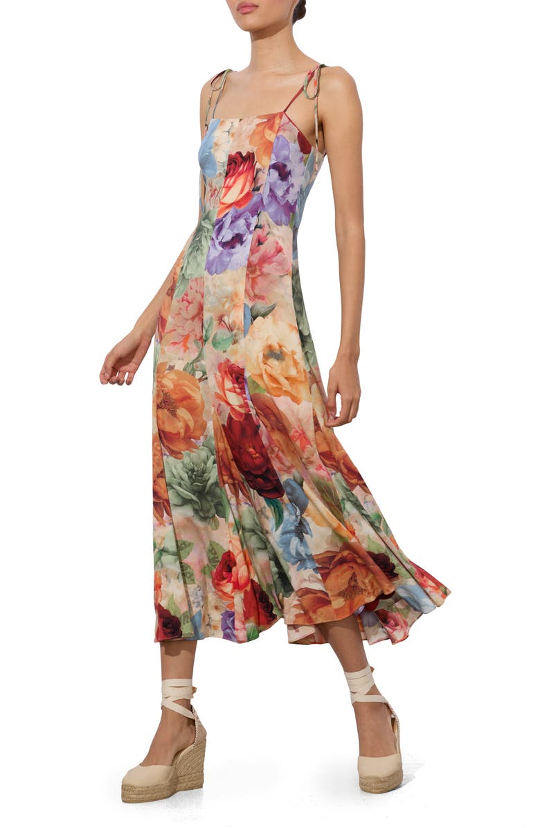 Alice + Olivia Jeanette Floral Panel Dress, Alternate, color, Storm Floral