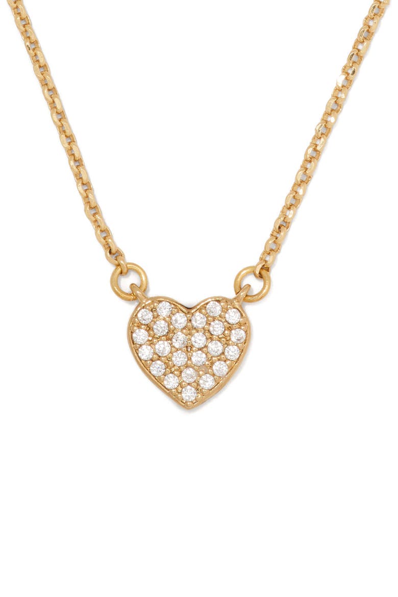 Pavé Heart Mini Pendant Necklace, Main, color, CLEAR/ GOLD.