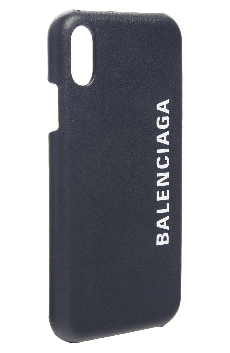 Balenciaga Logo Leather iPhone 10 Case, Main, color, 