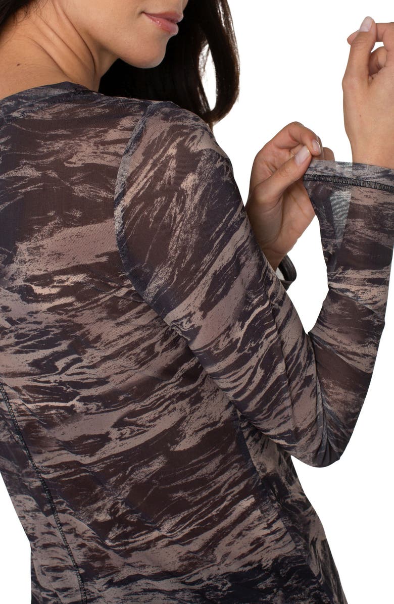 Liverpool Los Angeles Long Sleeve Mesh Top, Alternate, color, 