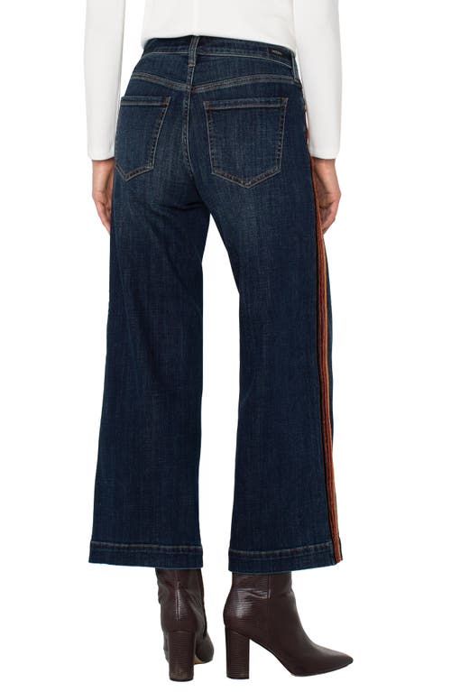 Liverpool Los Angeles Stride Velvet Side Stripe High Waist Ankle Wide Leg Jeans In Blue