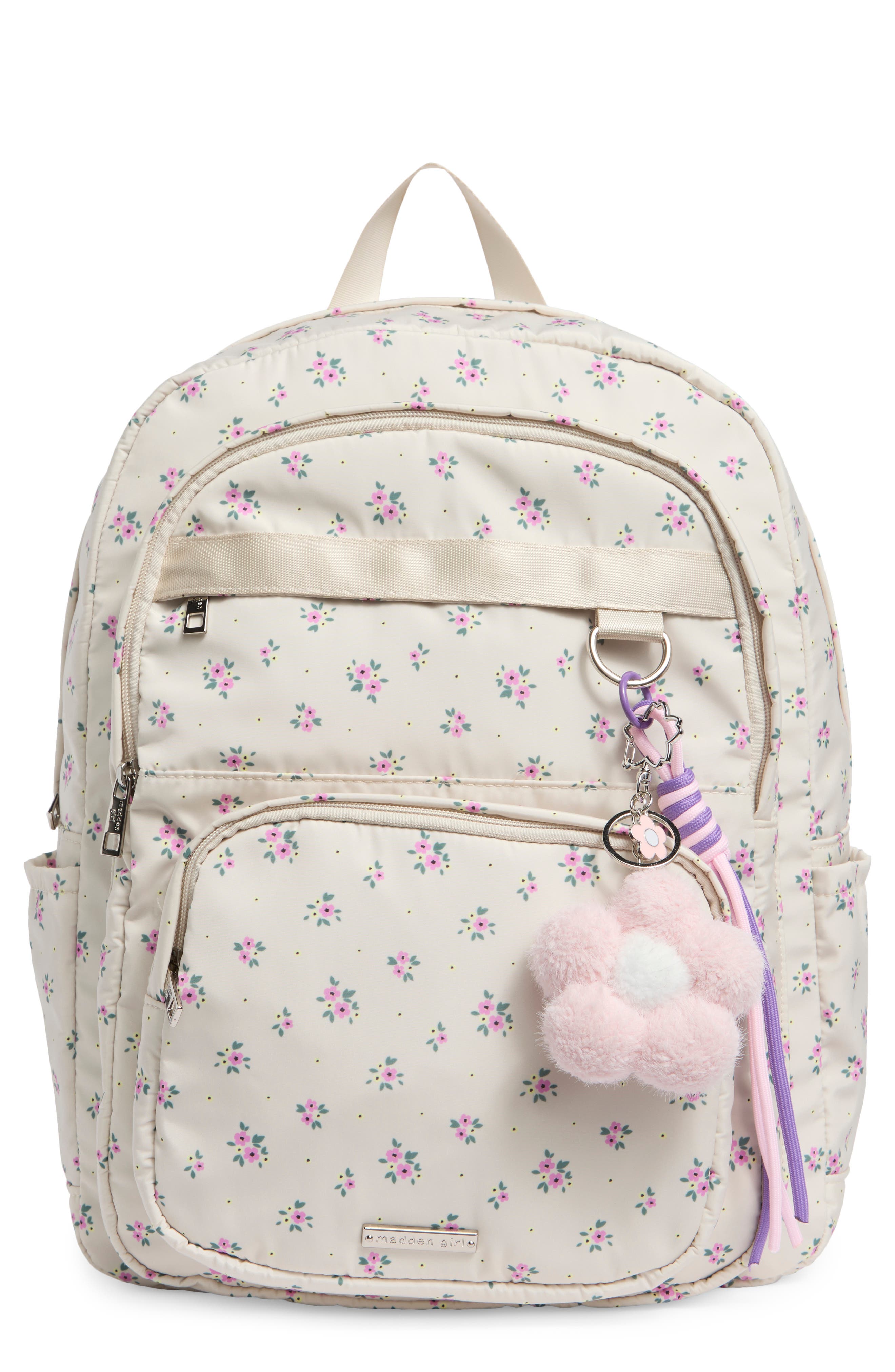 Polka Dot Nylon Dome Backpack, Main, color, CREAM FLORAL