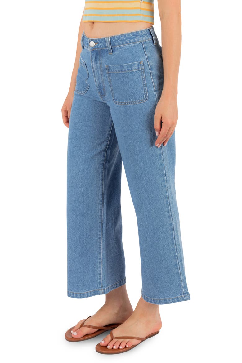 Horizon Patch Pocket Ankle Wide Leg Twill Pants, Alternate, color, 70S BLUE