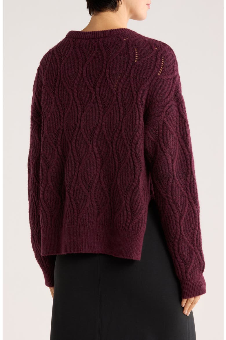 Novelty Pointelle Stitch Sweater, Alternate, color, DEEP PLUM