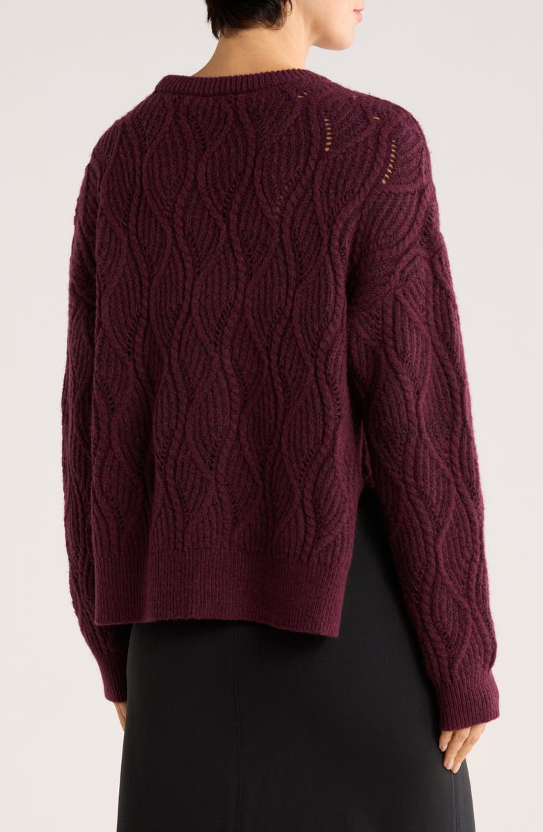 Splendid Novelty Pointelle Stitch Sweater, Alternate, color, Deep Plum